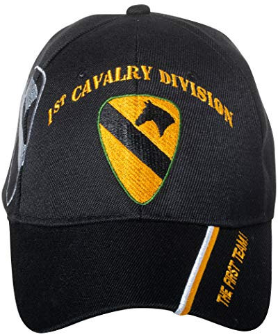 Artisan Owl United States Army 1st Cavallerry Division bestickte verstellbare Schwarze Baseballkappe, schwarz, Einheitsgröße