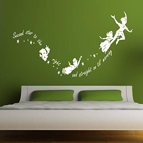 Black Peter Pan Wall Sticker, Home Decor Living Room Bedside Paper Sticker, White