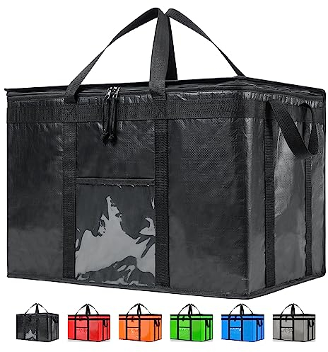 NZ home PRO Durable Insulated Cooler Bag (79L, 3XL, 1 pack) for Food Delivery & Grocery Shopping with Zippered Top, Black Commercial Grade