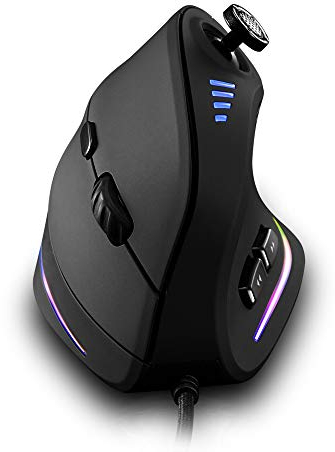 Souris Verticale Ergonomique USB Filaire Verticale avec [5D Rocker] [10000 DP] [11 Boutons programmables], Souris de Jeu RGB pour Gamer/PC/Ordinateur Portable