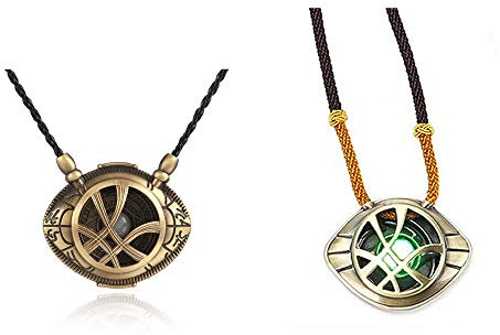 HUAWELL 2 Stück Dr. Cosplay Kostüm seltsame Halskette Auge von Agamotto Kostüm Prop Stein Anhänger leuchtet im Dunkeln, Zink