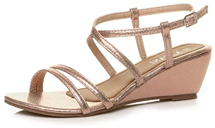 AJVANI wedge heel strappy slingback buckle holiday sandals size 5 38