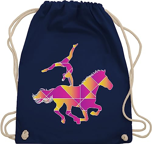 Turnbeutel Rucksack - Pferde und Reiten Zubehör - Voltigieren Mädchen I Geschenk Voltigieren I Volti MädchenI Pferd I Pferdemotiv - Unisize - Navy Blau - voltigiertasche reit zubehöhr reiter