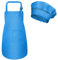 Fodlon Niños Delantal y Gorro de Cocinero, Ajustable Infantil Delantales de Chef con Bolsillos para Niñas, Niñito Delantales de Cocina para Hornear Cocinar Pintura Artesanía (M para 3-6 Años) (Azul)