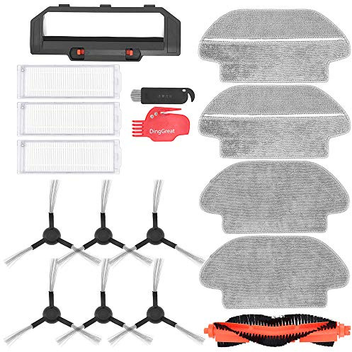 DingGreat Zubehör für Xiaomi Mijia STYJ02YM Saugroboter Ersatzteile Enthält 1 Hauptbürste + 6 Seitenbürste + 3 Hepa Filter + 4 Mikrofasermopptuch + 1 Rollbürstenschutz + 2 Reinigungsbürste