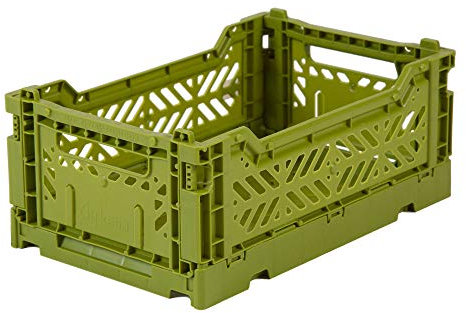 Ay-Kasa Klappkiste Faltkiste Kiste Klappbox Faltbox (Olive, small)