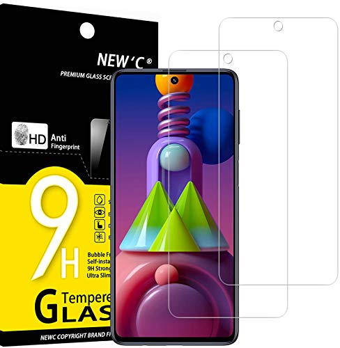 NEW'C 2 Piezas, Protector Pantalla para Samsung Galaxy M51 (6,7 Pulgadas), Cristal templado Antiarañazos, Antihuellas, Sin Burbujas, Dureza 9H, 0.33 mm Ultra Transparente, Ultra Resistente