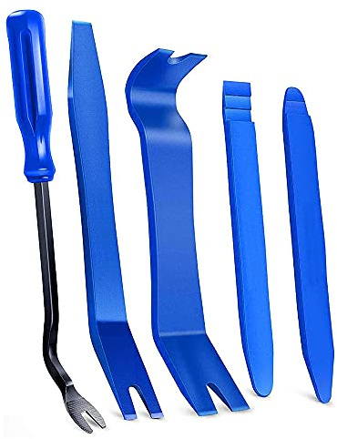 MMOBIEL Set 5 Pezzi Utensili per la rimozione del Rivestimento Auto per Una rimozione Facile Senza graffiare i Pannelli delle Portiere di Auto, dispositivi di Fissaggio, cruscotti e mozzi Ruota