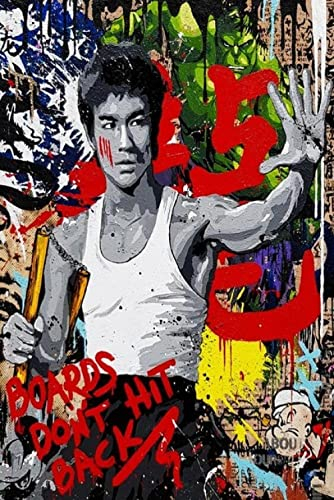 IBUKHSDGYIFH Abstrakte Bruce Lee Nunchaku Graffiti Street Art Poster und Drucke Kung Fu Superstar Leinwand Wandmalerei Bild Für Wohnzimmer Ungerahmt-50x75cm