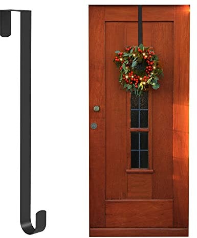 ANSIO Christmas Wreath Hanger, 15 inches /38cm Front Door Metal Wreath Holder for Christmas Decor - Pack of 1 - Black…