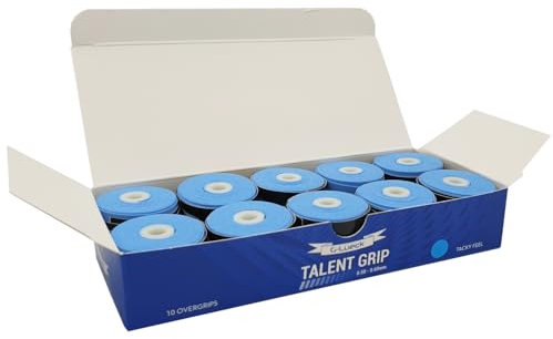 G-Lueck 10er Set Tennis Griffband (sehr griffig) | 0,50-0,60mm Stärke | Overgrip für Squash Badminton Schläger & Kicker inkl. selbstklebendes Abschlußband | Anti-Rutsch (Blau)