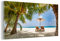 MuchoWow Glasbild Glasfoto Wandbild Bilder Deko 120x60 cm Strand - Strandkorb - Sonnenschirm