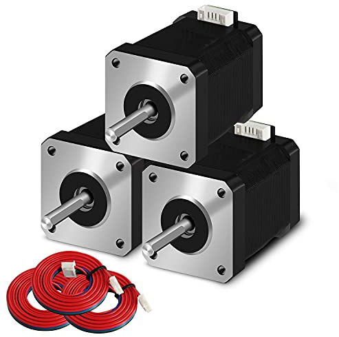 SIMAX3D Nema 17 Schrittmotor 42-48 Pancake (3 Stück/Pack) 1,5 A-3,8 V 2 Phasen 4 Drähte 1,8 Grad mit 1 Meter Kabel für Creality CR-10 10S Ender 3 3D-Drucker/CNC-Extruder und Y-Achse
