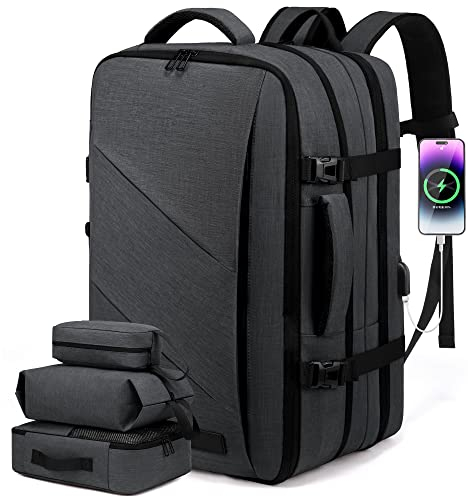 LOVEVOOK Rucksack Handgepäck Flugzeug, Reiserucksack Handgepäck Flugzeug, Handgepäck Rucksack Business Rucksack Herren Damen Laptop Rucksack für 18 Zoll Travel Backpack, Schwarz