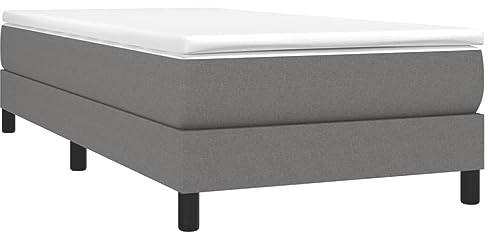 vidaXL Bettgestell, Polsterbett Bett für Schlafzimmer, Bettrahmen mit Lattenrost, Schlafzimmerbett Einzelbett, Dunkelgrau 90x200cm Stoff