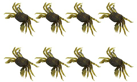 Artificial Crab Bait, 13cm Lifelike Crab Soft Bait Lure Portable 8 Pcs Freshwater Fishing Tackle (Green Brown)