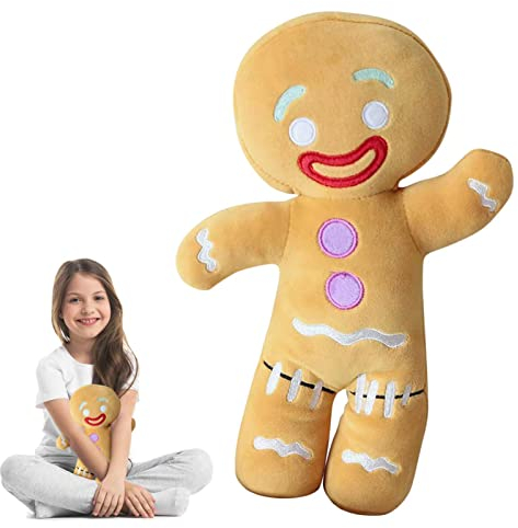 Qepakui Lebkuchenmann Plüschtier, Lebkuchenmann Plüsch Plätzchen Shrek Toys Lebkuchenmann Figur Puppe Gefülltes Sofa Puppenhaus Weihnachtsdekoration, 11.8inch