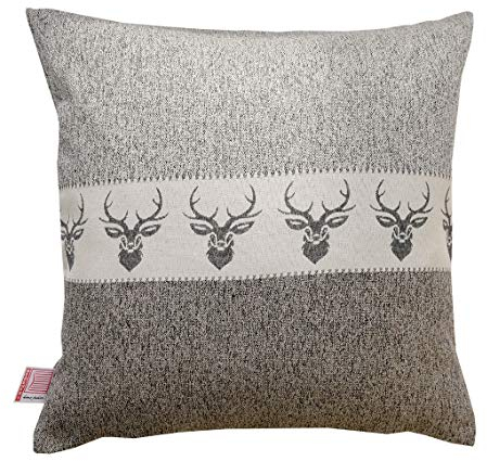 SeGaTeX home fashion Hochwertige Kissenhülle Alpin Hirsch braun Exklusives Landhaus-Design 40x40 cm