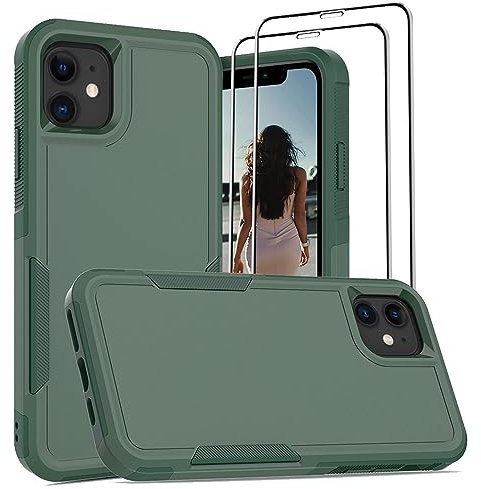 Jeylly for iPhone 11 Case, [Military Grade Drop Protection] Anti Scratch Hard PC Shockproof Silicone TPU Dustproof Rugged Full Protective Phone Case Cover for iPhone 11, Green
