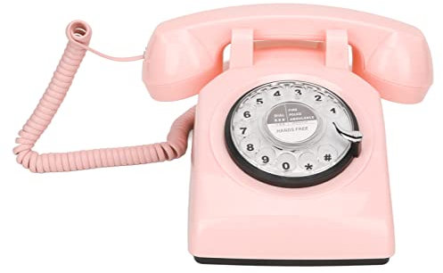 Téléphone Fixe Rotatif Vintage, Téléphone Rétro Antique avec Sonnerie Mécanique, Haut-Parleur Mains Libres, Rappel, pour Bureau à Domicile Hôtel Bureau Décor Rose
