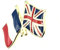 Badge à épingle en métal émaillé Union Jack UK France EU, Métal