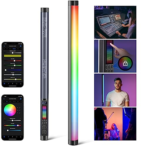 NEEWER TL60 RGB Lichtstab, 20W Vollfarbe RGBWW LED Videolicht Wand Tube Stick für Studio Fotografie Aufnahme Streaming, APP/2.4G/DMX Control, 7 Pixel Effekte 18 Szenen, 2500-10000K CRI97+ TLCI98+