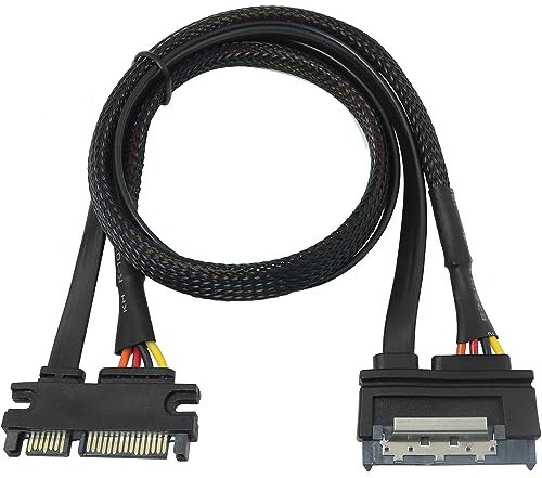 LUORNG Cavo di prolunga di alimentazione SATA 22 pin 50 cm 22 pin (7 + 15) Sata maschio a femmina Cavo di estensione dati e alimentazione con blocco per disco rigido SSD