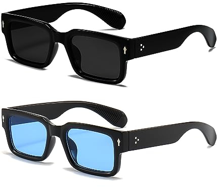 EYLRIM Sonnenbrille mit quadratischem Rahmen für Damen und Herren, trendig, klobig, rechteckig, schwarze Farbtöne, UV400-Schutz