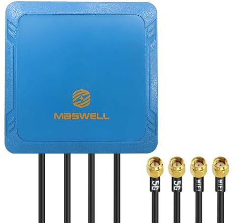 Maswell 2X2 MIMO 5G + WiFi 7 2X2 MIMO Außenantenne, 700-6000 MHz Low Gain 3dBi Nicht für Geschwindigkeitswettbewerbe, mit WiFi 6E, Bluetooth, WiMAX und Zigbee, Schraub- und Klebemontage
