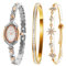 TIME100 Uhr Damen, hochwertige Kristall-Akzente, Armreif und Armbanduhr, Silber, modisch