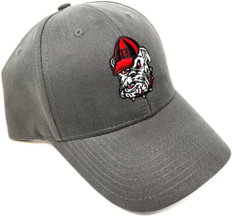 MVP UGA Georgia Bulldogs Maskottchen-Logo, dunkelgrau, gebogen, verstellbare Kappe, grau dunkel, Einheitsgröße