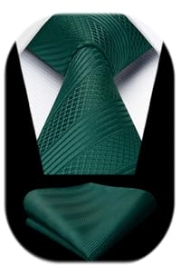 Enlision Krawatte Grün Herren Streifen krawatte mit Einstecktuch Set Seide Krawatten für Herren für Hochzeit Formelle Geschäfte Weihnachten,Grün