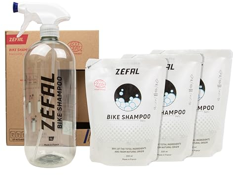 ZEFAL Bike Shampoo - Kit Limpieza Bicicleta con Ingredientes Naturales - Limpiador Bicicleta Ecocert - Pulverizador con 3 Recargas para Limpieza Bicicleta - 30 Lavados - Fabricado en Francia