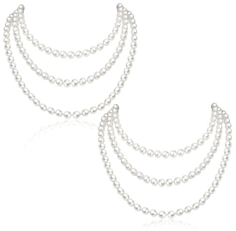 MIVAIUN 2 pezzi Collana Perle Lunga,Girocollo di Perle di Imitazione Rotonda Collana di Perle,Collana di perle del 1920,Collana Perle Finte Donna Perle Artificiali Maglione Lungo Elegante (150 cm)