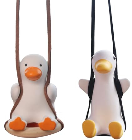 KHIRY 2 Stück schaukelnde Ente Auto, Ente Auto Zubehor, Auto Ente Schaukel, Swinging Car Ducks, Ente für Auto, geeignet für Autodekorationen, Auto-Rückspiegeldekorationen