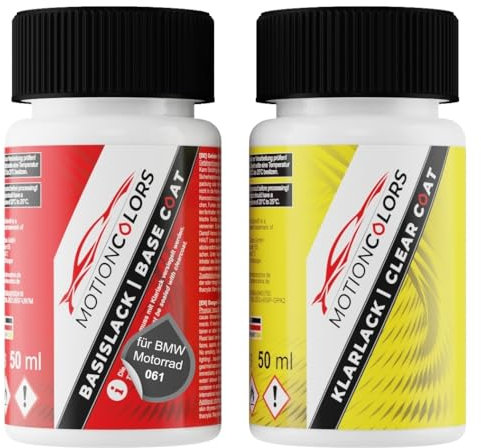 MOTIONCOLORS Anthrazit 061 für BMW Motorrad Motorradlack Lackstift Set Basislack und Klarlack je 50ml