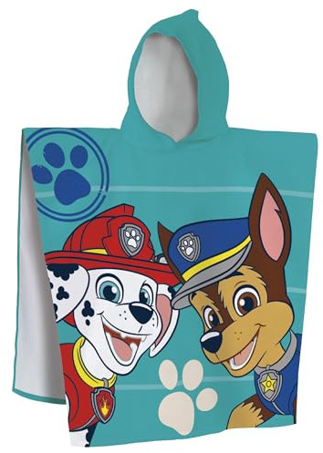 Pat Patrouille Summer Cape de Bain Enfant | 100% Coton | Oeko-TEX | 60x120 cm | Imprimé Garçon | Vert