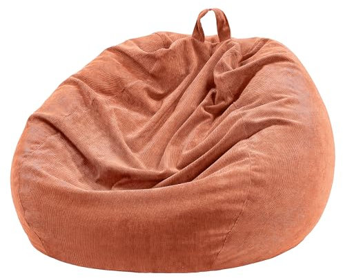 Nobildonna 3ft Bean Bag Cover (No Filler) - Large Plush Pet Storage Bean Bag Cover, Washable Premium Corduroy Bean Bag Cover for Adults, Kids, Sand Brown