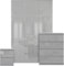 Blisswood High Gloss Bedroom Furniture Set 3 Piece Bedroom Set With High Gloss 3 Door Wardrobe & 4 Drawer Chest of Drawer + 2 Drawer Bedside Table Cabinet for Bedroom Storage Furniture Set (Grey)