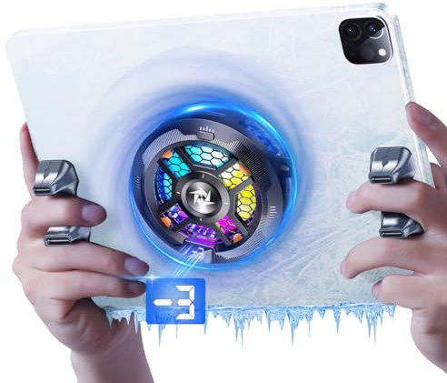 Olycism Phone Cooler for Gaming Magnetic Phone Cooling Fan Adjustable Dual Modes with Magnetic Sticker Phone Clip LED Display Lightweight Silent Operation Compatible with iPhone/Android/iPad/Tablet