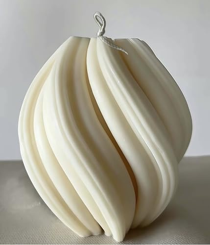 Hyznengu Swirl Candle Duftkerze, handgefertigt, Sojawachskerze, elegante ästhetische Kerze für Frauen, Einweihungsgeschenk, Zuhause, Regal, Couchtisch, Dekoration, Idee, Spiralkerze, Weiß