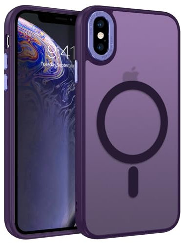 BENTOBEN for iPhone X/XS Case Magnetic [Compatible with MagSafe], Translucent Matte Back Anti-yellow Slim Soft TPU Military Grade Shockproof Women Men Protective Phone Cover for iPhone X/XS, Purple