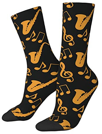Kuschelsocken 40cm Musiknoten, Violinschlüssel, Saxophon Sport Socken Farbige Socken Rutschfester Anzugsocken Für Männer, Freundin, Geschenke