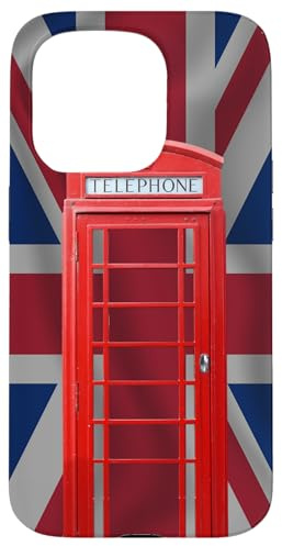 Rote Telefonzelle, britische Flagge, Union Jack, Telefonzelle Hülle für iPhone 15 Pro