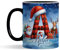 Getagift Personalised Christmas Alphabet Letter, Initial with Name, Xmas, Secret Santa Alphabet, Inside Coloured Coffee, Tea Mug. (Black)