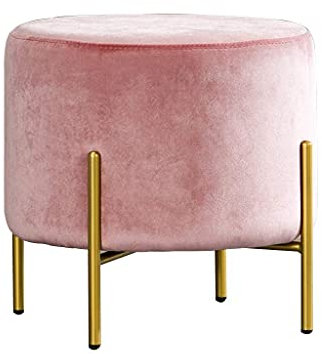 MEILISHAOMEI Hocker Fußhocker Samtstoff Nordic Retro Würfel Sofa Ottomane Niedriger Hocker Mit Stativ Edelstahl Golden,Rosa