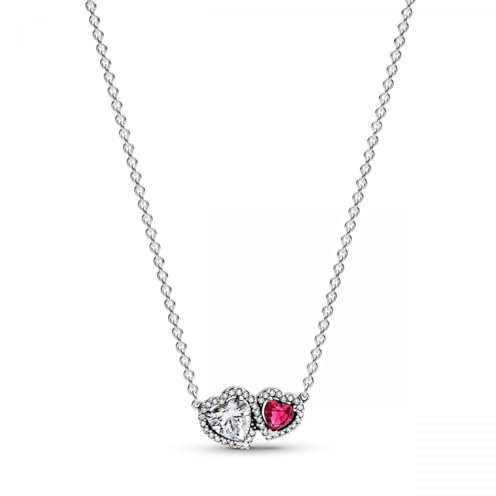 PandoraTimeless Strahlenkranz Herzen Anhänger-Halskette aus Sterling Silber mit Zirkonia, 45cm, 393632C01-45