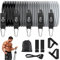 mymai Resistance Bands Set 11 teiliges Fitnessband Set mit Griffen, Türanker, Fußschlaufen und Tragetasche Maximal 150 lbs Schwarz und Grau