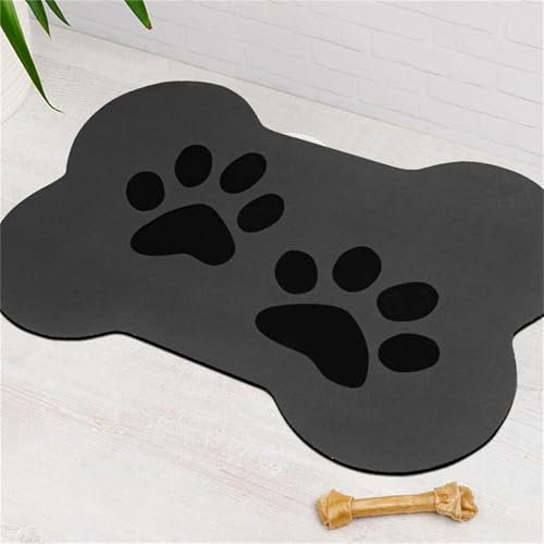 Hearda Tapis pour Nourriture et Chien, Tapis Nourriture Chien Absorbant Séchage Rapide Antidérapant (20x30cm, Gris foncé J)