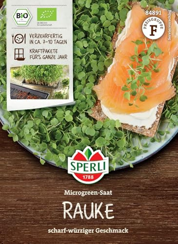 Sperli BIO Microgreen-Saat Rauke 84891, Keimsprossensaat | Saatgut für ganzjährige scharf- würzige Rauke, Die in 7-10 Tage verzehrfertige Microgreen- Saat, aromatisch
